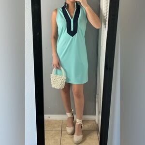 Blue sail to sable mini dress S resortwear brunch beach yacht preppy coastal